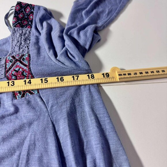 Mudd Boho Embroidered Square Neck Tunic Top | Lilac Purple Peasant Style Blouse - Picture 8 of 9